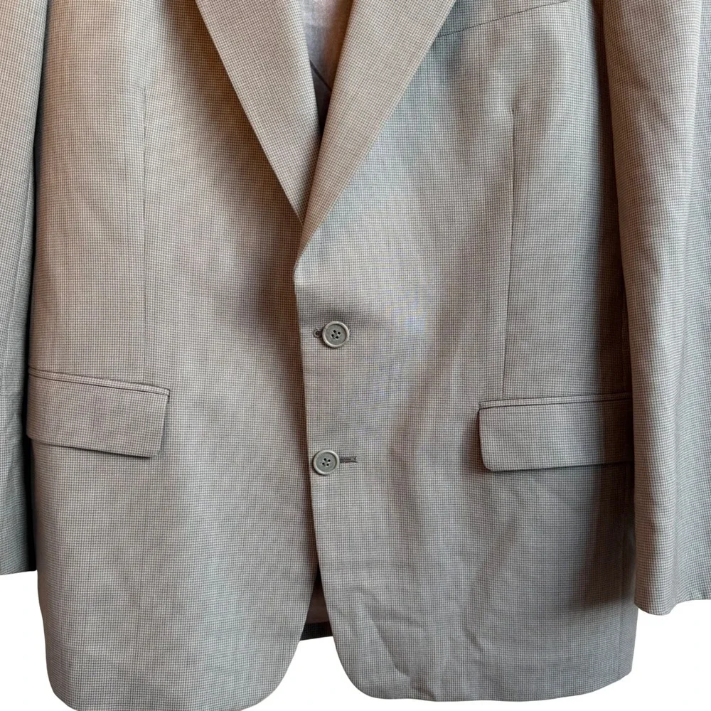 YSL Wool Blazer Made in France Gray Houndstooth Tailored Suit Jacket Vintage 90s